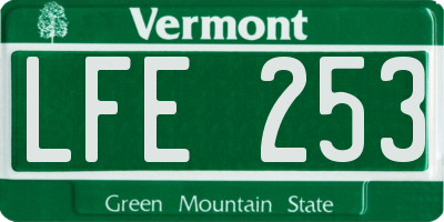 VT license plate LFE253