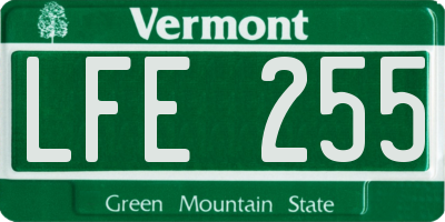 VT license plate LFE255