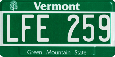 VT license plate LFE259