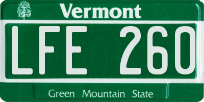 VT license plate LFE260
