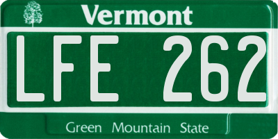 VT license plate LFE262
