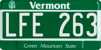 VT license plate LFE263
