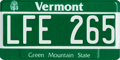 VT license plate LFE265