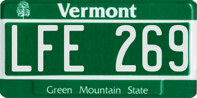 VT license plate LFE269