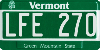 VT license plate LFE270