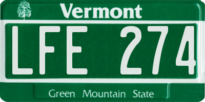 VT license plate LFE274