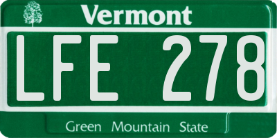 VT license plate LFE278