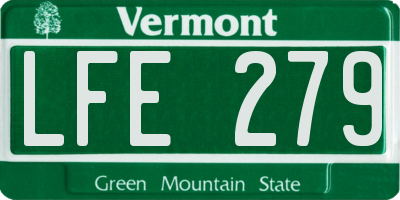 VT license plate LFE279