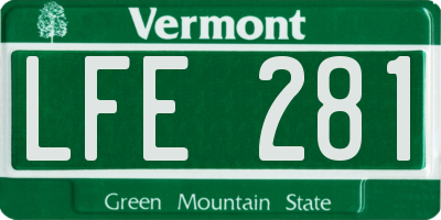 VT license plate LFE281
