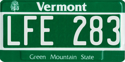VT license plate LFE283