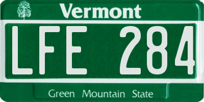 VT license plate LFE284