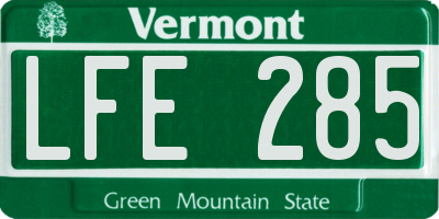 VT license plate LFE285