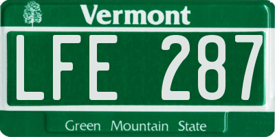 VT license plate LFE287