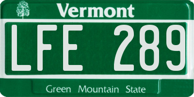 VT license plate LFE289