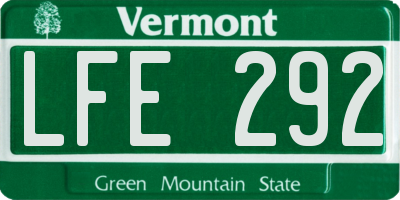 VT license plate LFE292