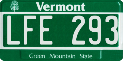 VT license plate LFE293