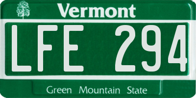 VT license plate LFE294