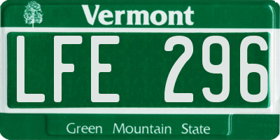 VT license plate LFE296