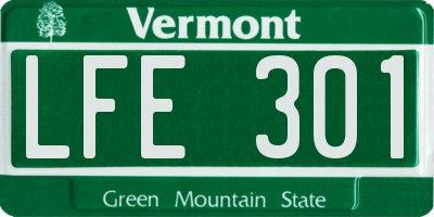 VT license plate LFE301