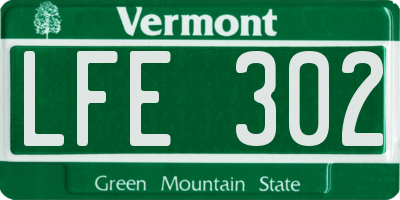VT license plate LFE302