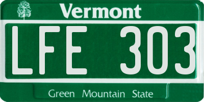 VT license plate LFE303