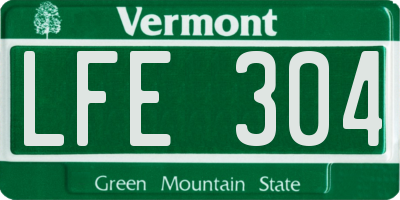 VT license plate LFE304