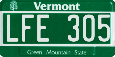 VT license plate LFE305