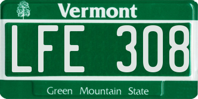 VT license plate LFE308