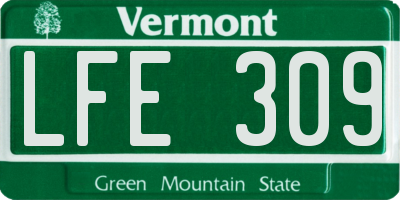 VT license plate LFE309