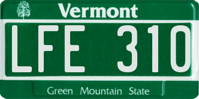 VT license plate LFE310