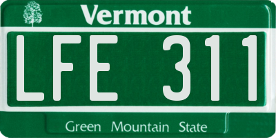 VT license plate LFE311