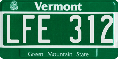 VT license plate LFE312