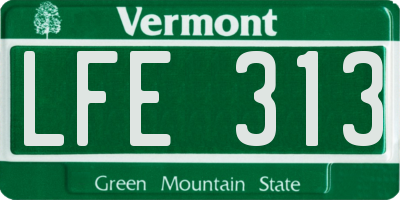 VT license plate LFE313