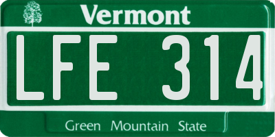 VT license plate LFE314
