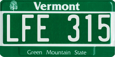 VT license plate LFE315