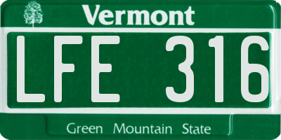 VT license plate LFE316