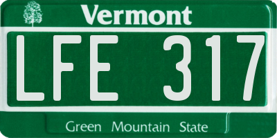 VT license plate LFE317