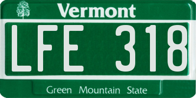 VT license plate LFE318
