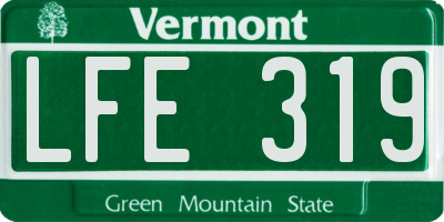 VT license plate LFE319