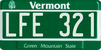 VT license plate LFE321