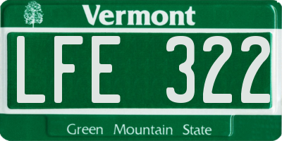VT license plate LFE322