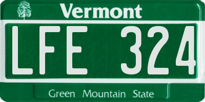 VT license plate LFE324