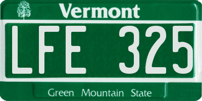 VT license plate LFE325
