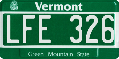 VT license plate LFE326