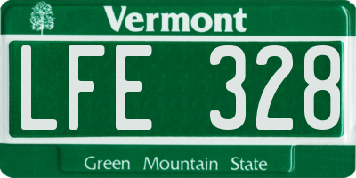 VT license plate LFE328