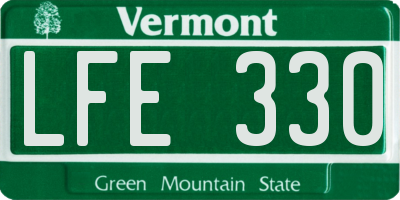 VT license plate LFE330