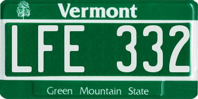 VT license plate LFE332