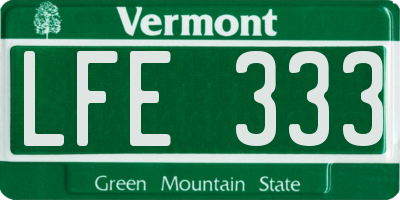 VT license plate LFE333