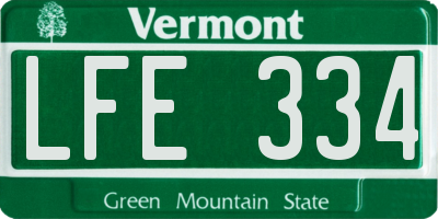 VT license plate LFE334