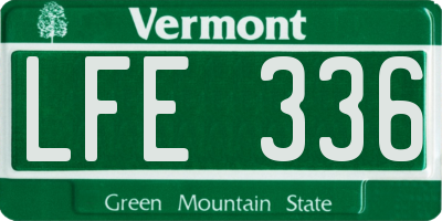 VT license plate LFE336